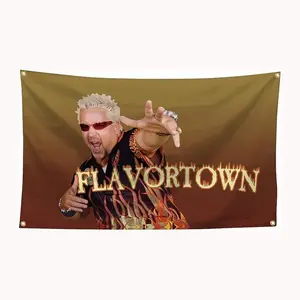 Guy Fieri Flavortown Flag, 3x5 Feet Durable Fun Poster Wall Banner with Brass Grommets, Versatile Use, Perfect for Dorm Room Decor, Outdoor Parties & More!