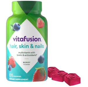 Vitafusion Gorgeous Hair, Skin & Nails Multivitamin Gummy Vitamins, plus Biotin and Antioxidant vitamins C&E, Raspberry Flavor, 135ct (45 day supply), from America’s Number One Gummy Vitamin Brand