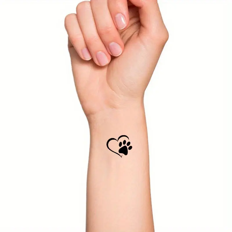 1pc Paw Print Heart Temporary Tattoo / Small Paw Print Tattoo / Dog Tattoo / Pet Tattoo / Dog Memorial Tattoo / Dog Tattoo / Love Tattoo