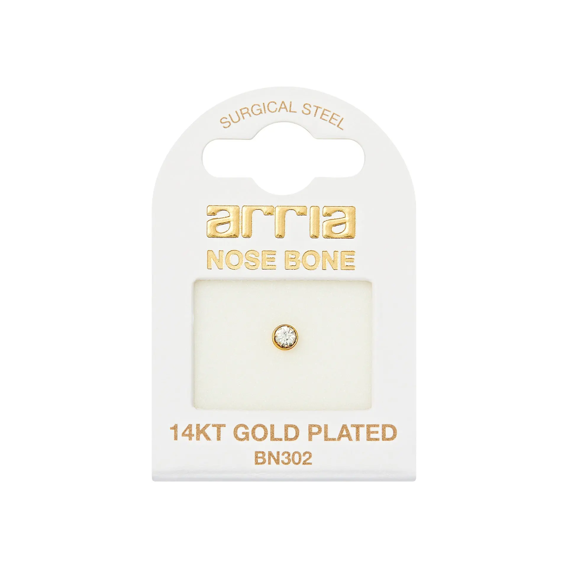 ARRIA BY KISS BN302 GOLD NOSE BONE STONE 3.0MM