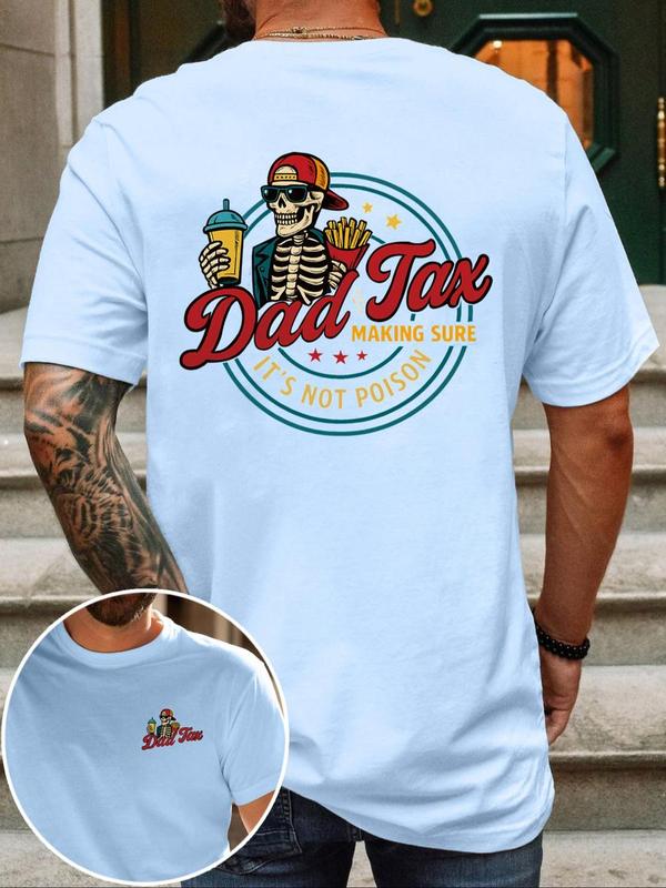 Men's Regular Fit Skeleton Print Round Neck Tee, Casual Short Sleeve Crew Neck T-shirt for Summer, Fashion Men's Top for Daily Wear, Tropical