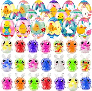 24 Pack Prefilled Easter Eggs with Toys–Easter Egg Fillers & Easter Basket Stuffers, Squeeze & Fidget Toys for Easter Egg Hunt Party Favors