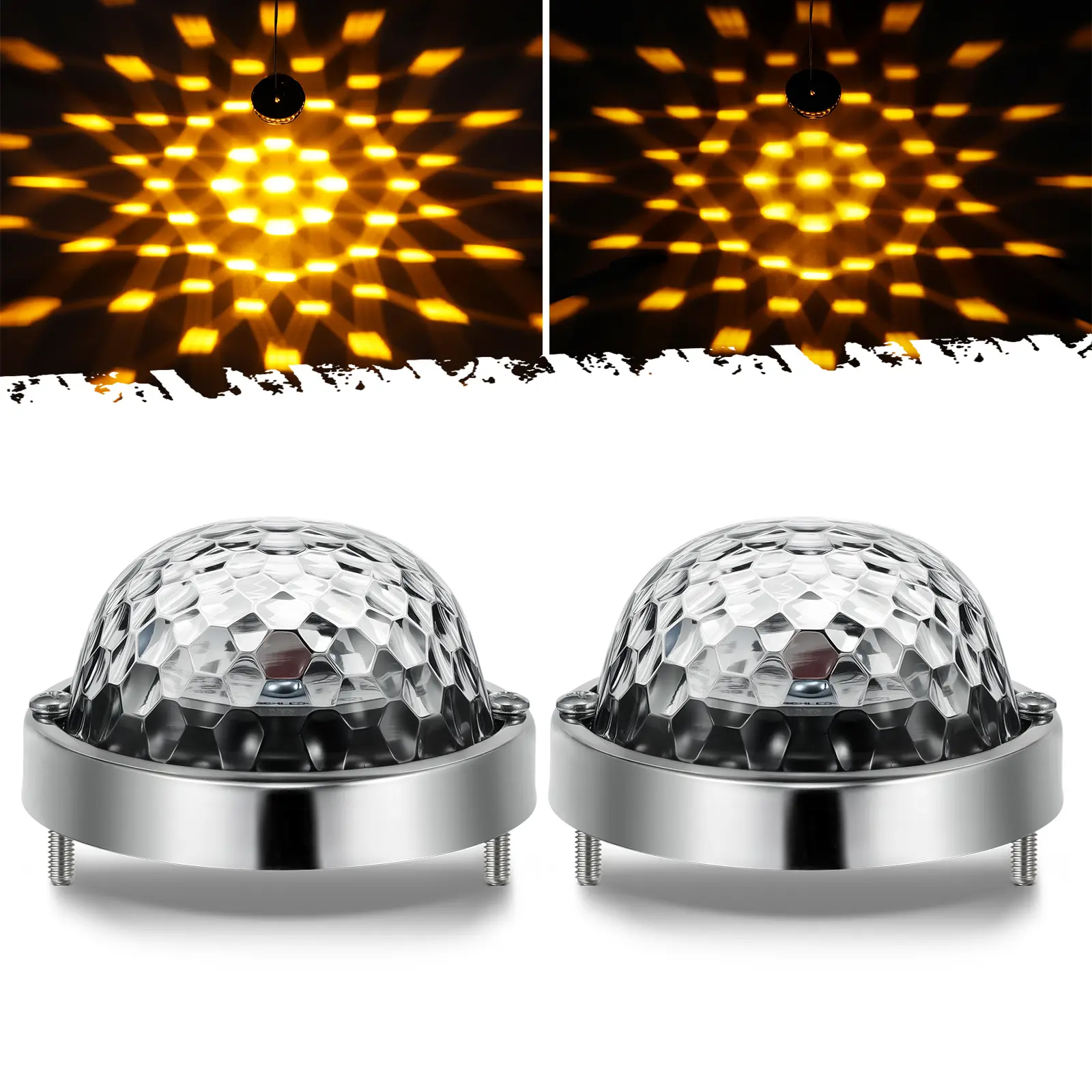 Partsam 2Pcs Low Profile Glass Lens Watermelon Lights Amber LED Turn Signal Marker Light for Semi-Truck, Trucks, Pickup, Off-road,Aluminum Alloy Base