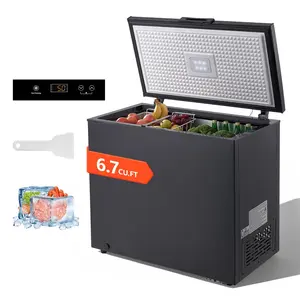 fathersdaygift VEVOR Chest Freezer, 6.7 Cu. ft Compact Deep Freezer, Free Standing Top Open Door Chest Freezers with 2 Removable Baskets Adjustable Thermostat - Energy Saving, Low Noise Garage Ready, Black