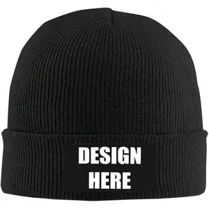 S&T Custom Beanie Hat Personalized Winter Knit Cap Hats For Men Women Add Your Photo Logo Text Name