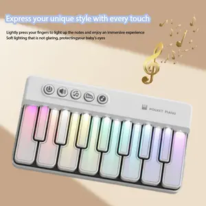 Portable Pocket Piano Keyboard, 15 Keys Mini Keyboard, Durable Plastic Toy Keyboard with Rounded Edges, Ideal Travel & Birthday Gift