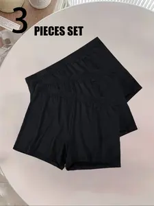 3-piece men's boxer shorts, made of soft, comfortable, breathable, and skin friendly fabric, featuring a simple, solid color, loose fit, classic, versatile, and casual design that can be worn all year round