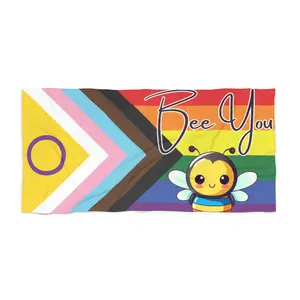 Bask in Beachside Love with Our 'Bee You' LGBTQIA+2S Flag Beach Towel! | Gay Pride | Be Proud | Inspirational Pride Flag Towel