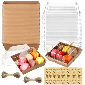 50 Pack Small Charcuterie Boxes with Clear Lids,To Go Paper Mini Charcuterie Box, Disposable Food Container with Lid,5Inch Dessert Boxes,For Sandwich,Cookie, Sushi, Cake Slice, Strawberries.Christmas Gift Box
