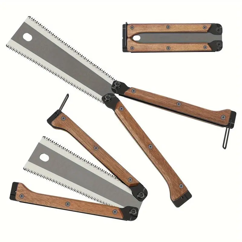 High Carbon SK5 Steel Folding Ryoba Saw - Double Edge Blade with Safety Lock, High Quality Steel Cutting Tool, Lightweight Portable Hand Tool for Garden Pruning, Woodworking, Christmas & New Year Gift