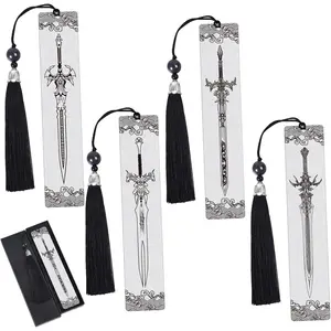 Sword Metal Bookmarks Gifts - 4 count Cool Sword Bookmark for Book Lovers, Fantasy Book Accessories for Reading Women Men, Graduation Thanksgiving Christmas Bookish Birthday Gifts
