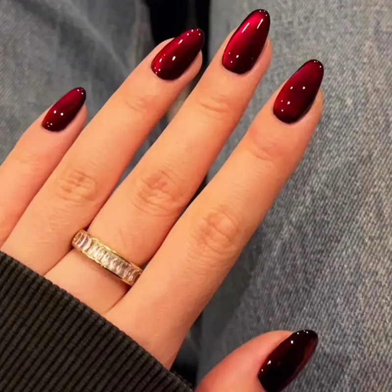 Viral Cherry Red Cat Eye Nails | Instagram Trend
