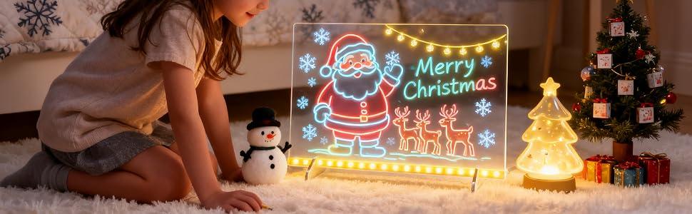 【US】Lumiboard LED Drawing Board for Kids Gift, Glow Doodle Board with Neon Markers, Reusable Light Up Acrylic Board for Birthday and Holiday Gifts