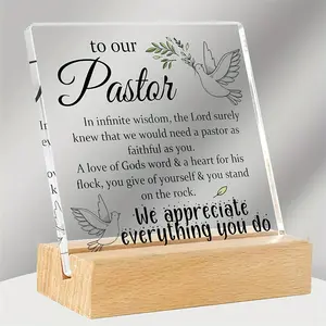 Pastor Appreciation Gift Plaque with Wooden Stand, Inspirational Christian Prayer Gift, Men's Missionary Desktop Decoration