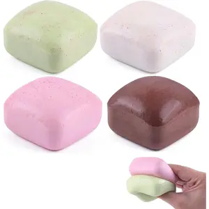 Anboor 4 Pcs Slow Rising Squishies Toys for Kids Hawaiian Butter Mochi Foam Food Stress Squishes Cute Giant Squeeze Toy