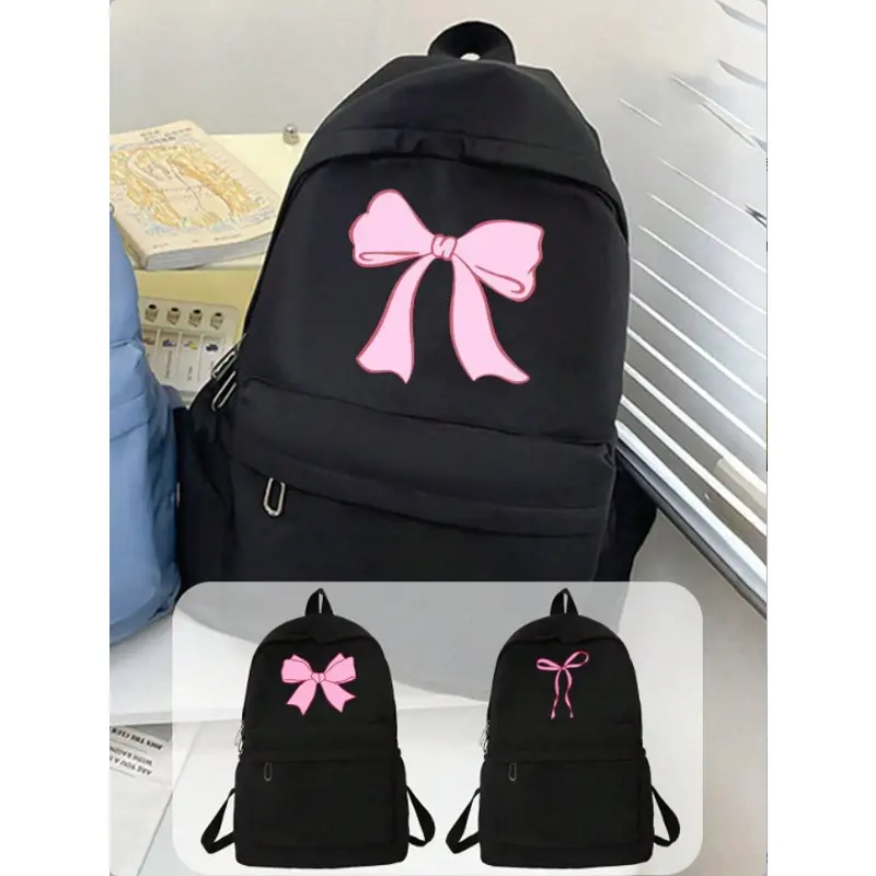 Butterfly Knot Pattern Unisex Shoulder Bag, Outdoor Sports Backpack, Large Capacity Travel Hiking Canvas Bag, Laptop Zipper Pouch, School Backpack