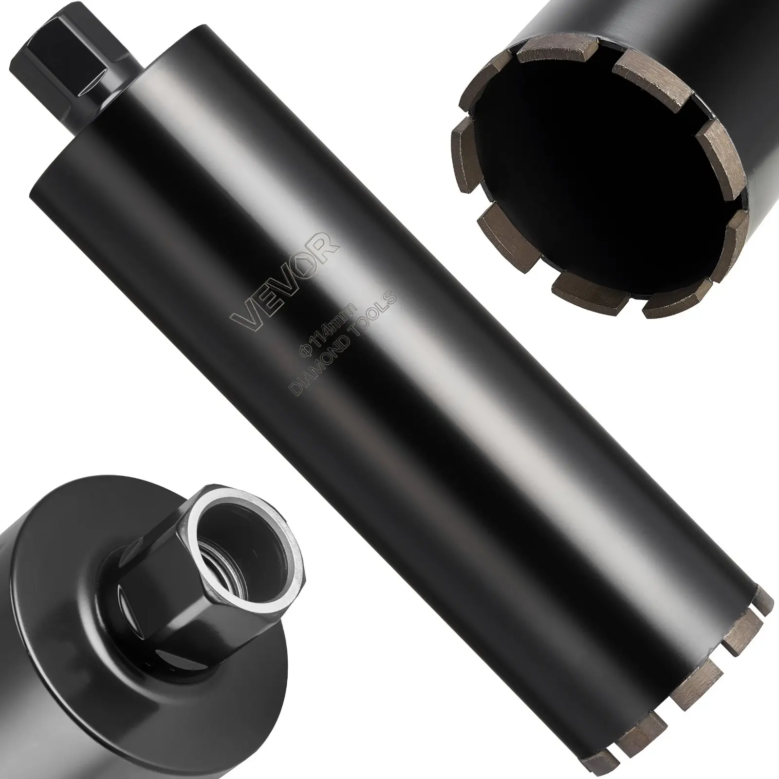 【DealsForYouDays】VEVOR Wet Diamond Core Drill Bit, 4.5 in Diameter, 14 in Drilling Depth, 1-1/4 in-7 Internal Thread, 1 Piece, 2.84 kg, 16.22x4.49x4.49 in, High-Precision Welded Diamond Drilling Bits for Reinforced Concrete, Bricks