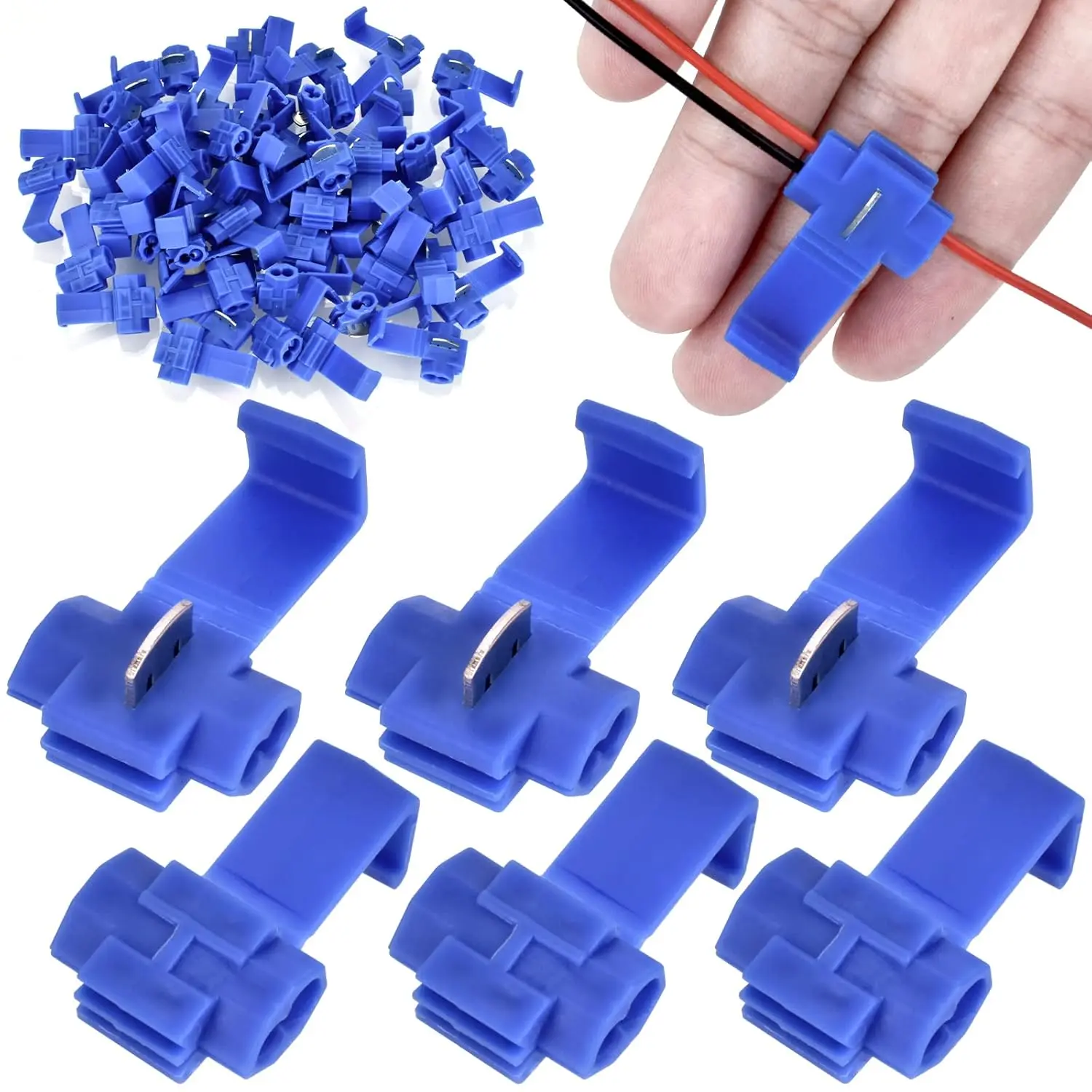 60-Piece Snap-Type Wire Splice Connectors, Cold-Press Insulated Solderless Quick Electrical Fasteners for Hardware Wiring Applications, Insulation