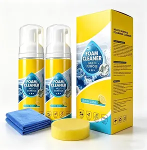 4-in-1 Multi-Enzyme Foam Cleaner 5oz, All-Purpose Deep Cleaning Spray for Car Interior, Kitchen Grease, Bathroom Tiles, Sofa Upholstery (1PC+1*Sponge+Towel) outdoorfun