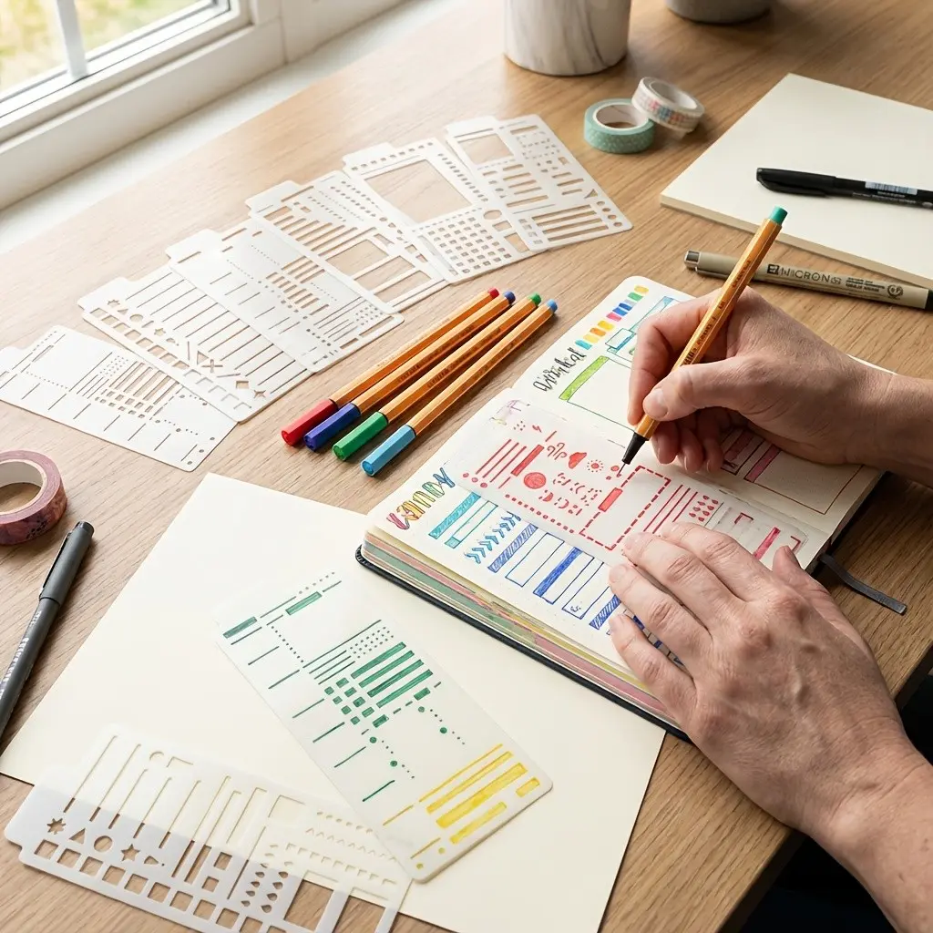 Flexible Planning Templates Set, Reusable Grid Dot Matrix, Handmade Journal, Creative Notes, To-Do Lists, Daily Plans, Calendars, Bullet Journals