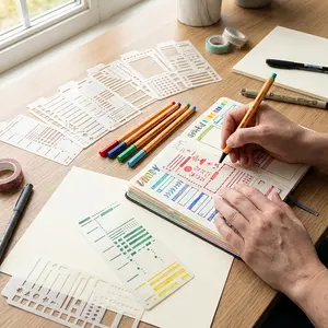 Flexible Planning Templates Set, Reusable Grid Dot Matrix, Handmade Journal, Creative Notes, To-Do Lists, Daily Plans, Calendars, Bullet Journals