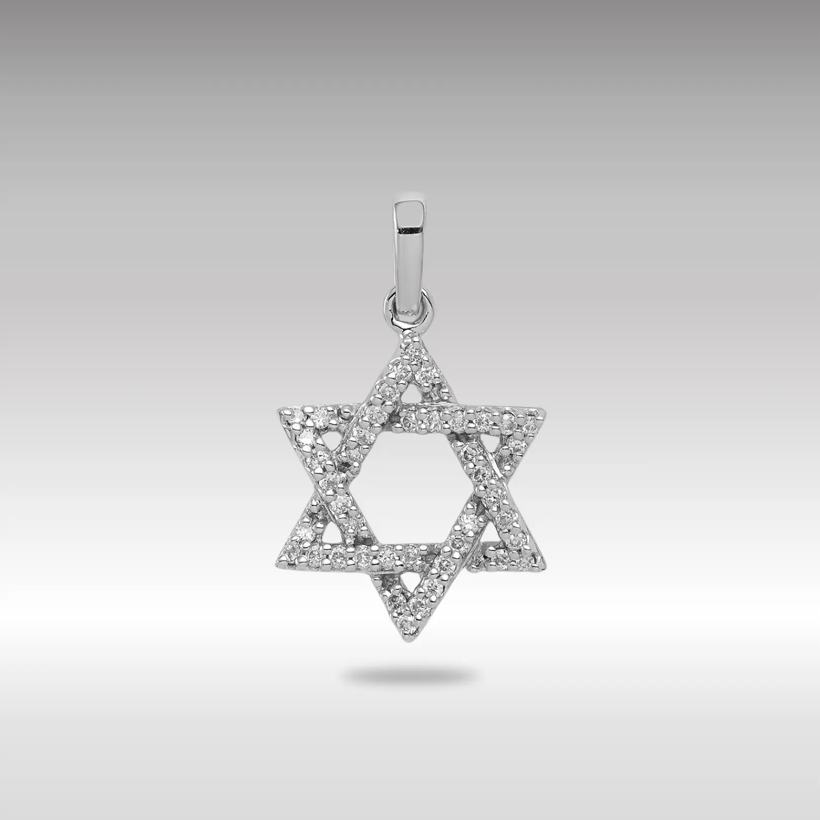 White 14K Gold Diamond Small Star of David Pendant - Model XR1513