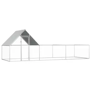 vidaXL Chicken Cage, Walk-in Chicken Coop, Chicken Pen, Poultry Cage for Hens Ducks Rabbits Small Animals Outdoor Backyard, Galvanized Steel 144557