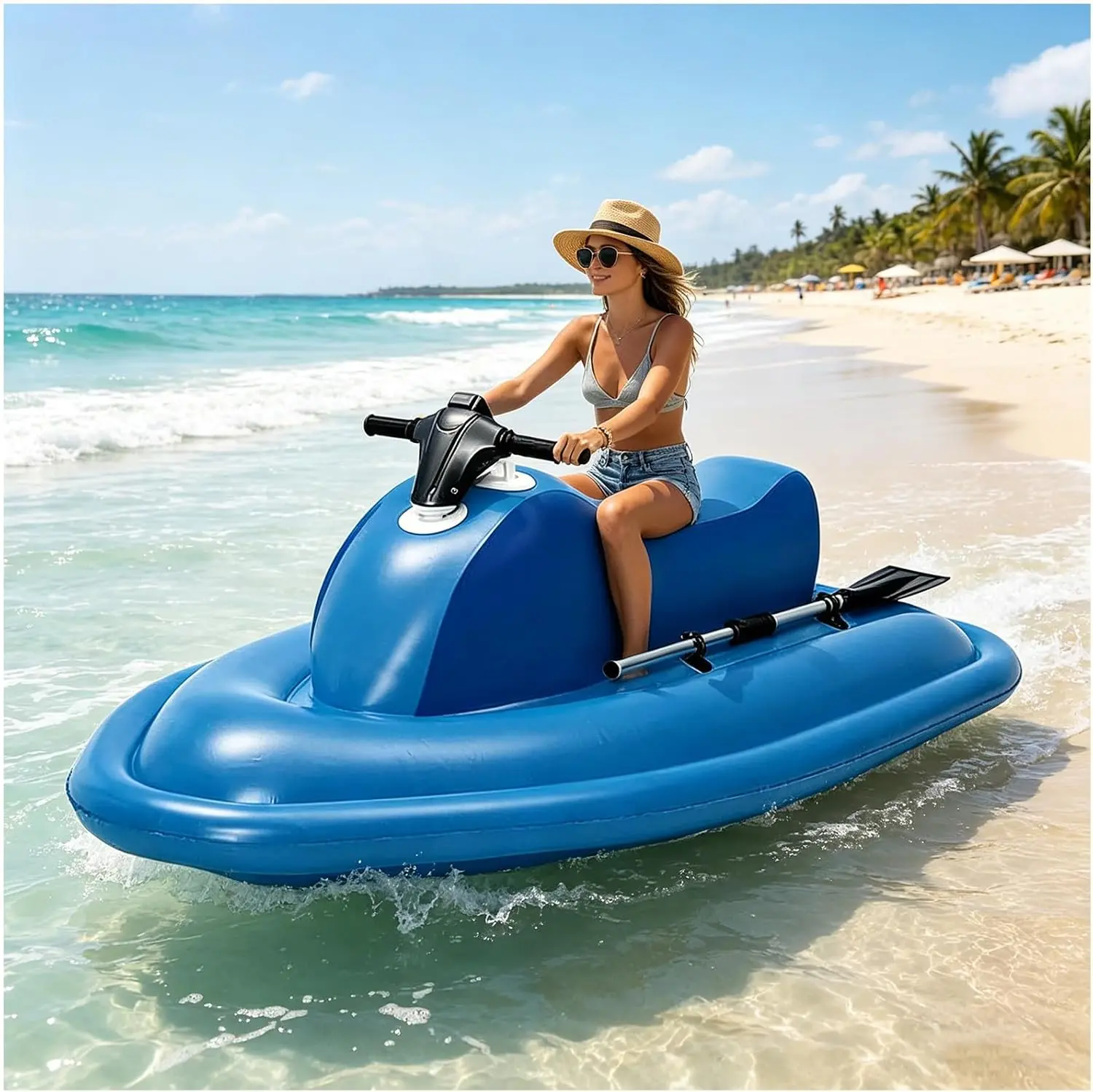 UIRGRInflatable Boat Jet-Ski with Motor, Electric Underwater Scooter, 500/700W Power, 3-9km/h Speed, 40-180 Min Runtime for Adults, Pool, Lake & Ocean Fun 500W 10000mAh