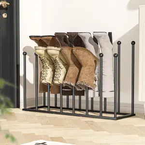 Free Standing Shoe Racks - 19.5 Inches Boot Rack Organizer Tall Boots for 8 Pairs, Black Metal Boot Rack Organizer Tall Boots for Dorm Room, Closet, Entryway, Bedroom, Patio Outdoor, Hallway