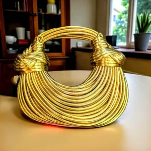 Multi Strappy Gold Handbag with Unique Knotted Design(Gold & Silver) NO RETURNS NO EXCHANGES