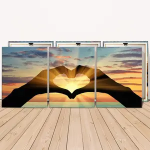 Wooden Framed Canvas Painting Print, 3 Counts/set Abstract Love Heart Pattern Wall Art, Modern Art Wall Decor for Home Living Room Bedroom Office, Artistic