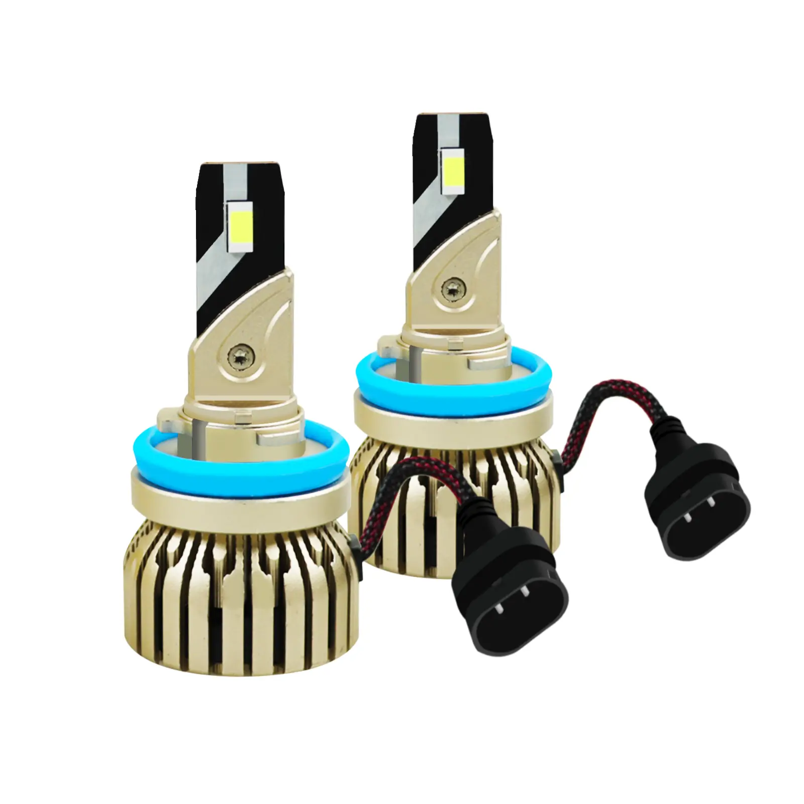 H11 LED Headlight Bulbs, 900% Brighter 30000lm 6000K Cool White Halogen & Fog Lights Replacement, 50000 Hours Lifespan, Aluminum Alloy, IP68 Waterproof, Compact Size, Pack of 2
