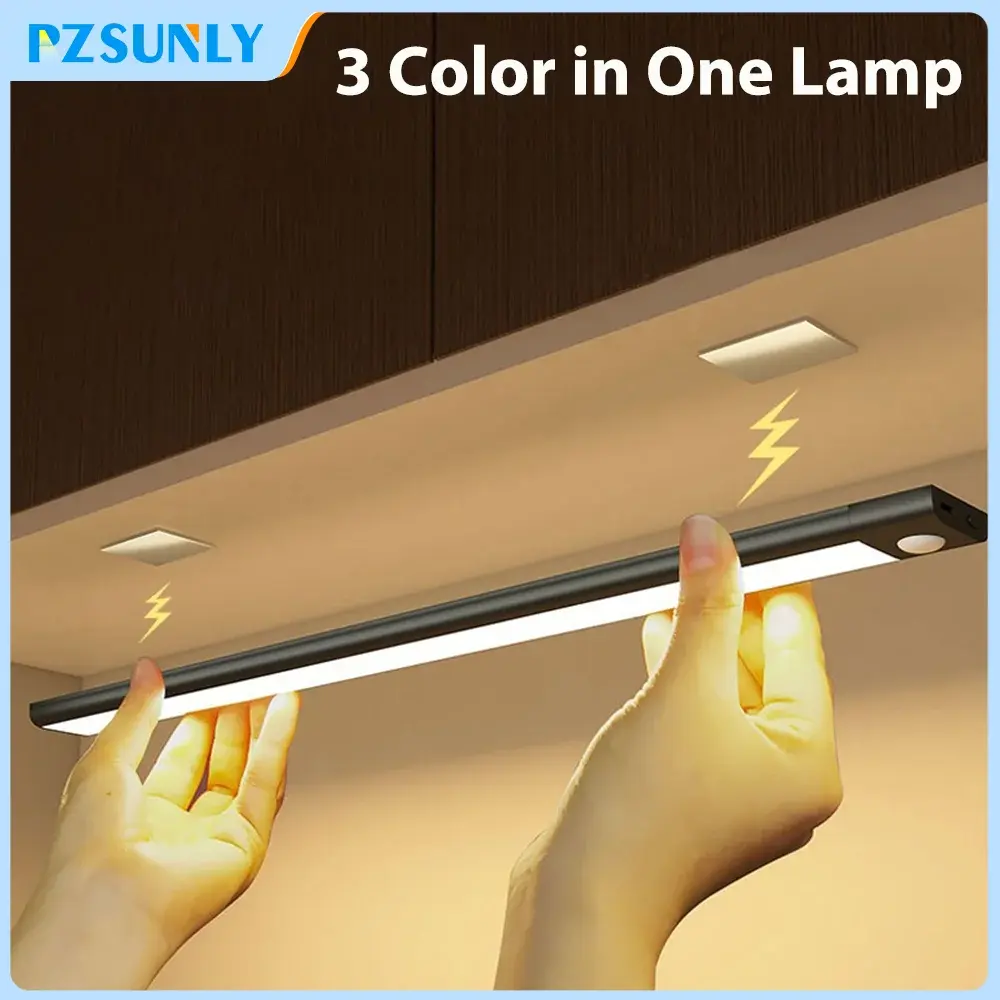 Motion Sensor Light Wireless LED Night Light USB Rechargeable Night Lamp Cabinet Wardrobe Lamp under Backlight for Kitchen Led Pzsunly