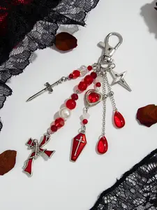 Fashion Punk Gothic Cross Sword Keychain, Halloween Theme Party Gift, Dark Style Bag Charm, Perfect for Friends and Couples, Limited Edition Accessory