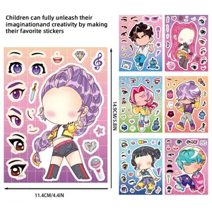 Cute Cartoon Dress-Up Sticker Sheets, 8PCS Included, DIY Mix & Match Character Stickers, Colorful Puzzle Style Decals for Journals, Scrapbooks, Laptops, Phone Cases & Creative Crafts