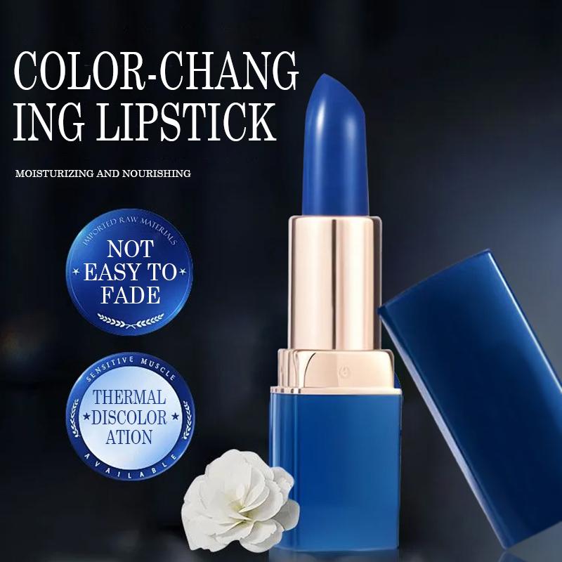 GINBI Blue Enchantress Temperature Changing Lipstick 3.8g - Magical Color Changing Lip Makeup Reacts to Body Temperature PH Value Provides Customized Flush Color Hydrates Smooths Lip Lines Day Night Use Plant Extract Formula