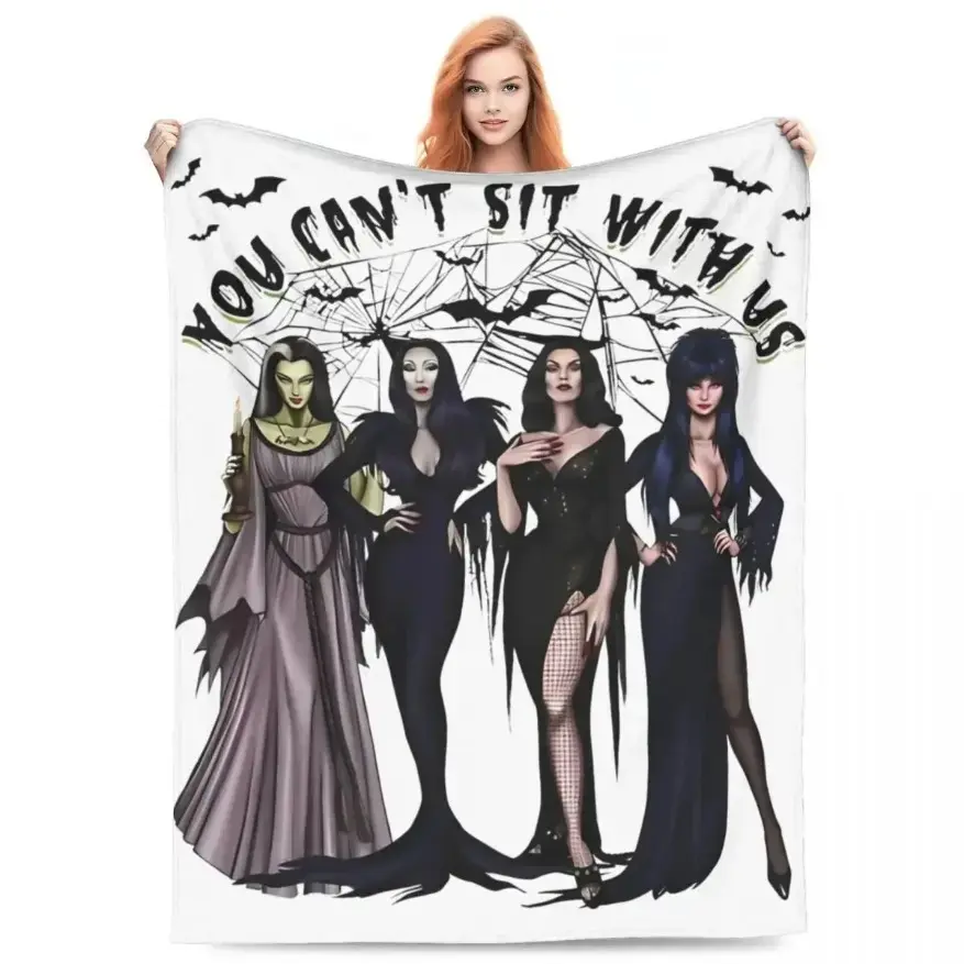 Elvira's Mistress of the Dark Gothic Print Flannel Throw Blanket - Multi-Size Super Soft Flannel Home Textile, Wrinkle-Resistant Horror Movies Themed Accent Blanket for Bedroom, Sofa & Travel
