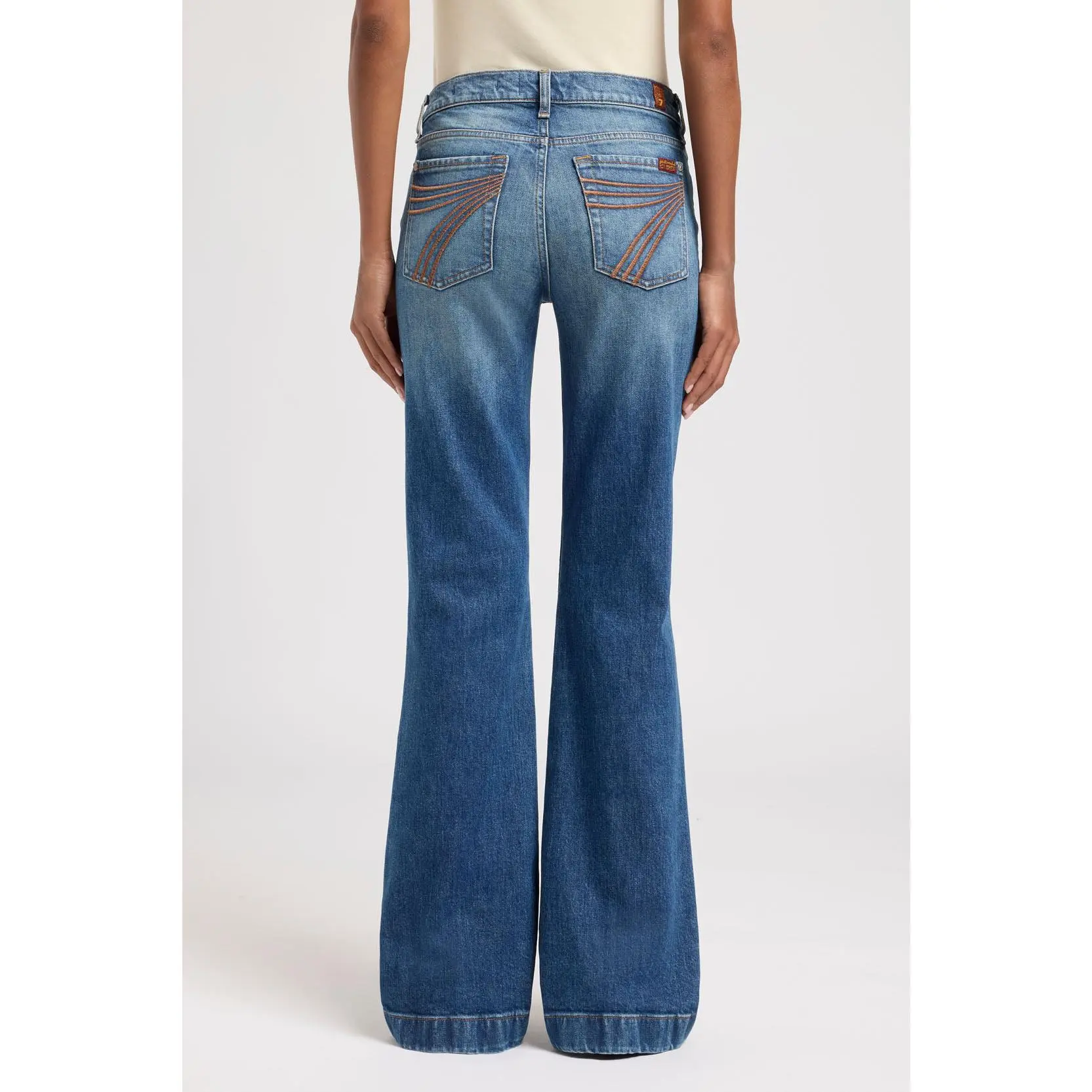 7 For All Mankind Women's Dojo Plain Trouser Jeans, Blue Core Cotton Elastane Denim with 34.5 in Inseam, Lady, Bottom, Pants