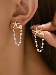 Bohemian Sweet Fresh Women's Earrings, Unique Star Shell Pearl Design Studs, High-End Versatile Jewelry, Perfect for Any Occasion