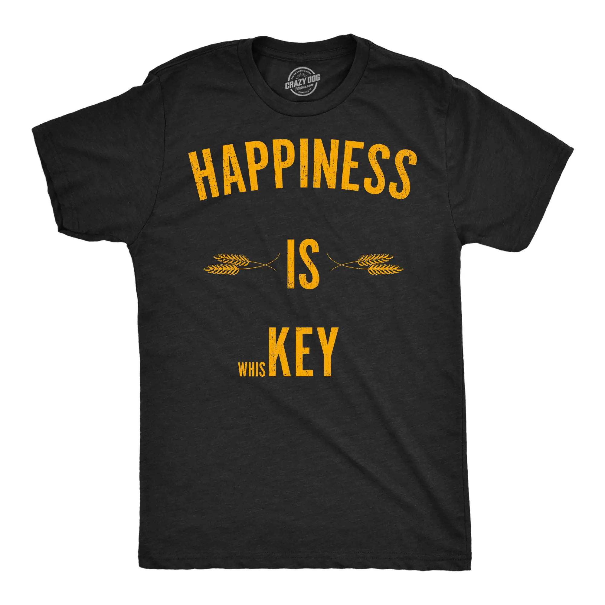 Mens Funny T Shirts Happiness Is Whiskey Sarcastic Drinking Tee For Men Mens Funny T Shirts Cool Vintage Fashion T-Shirt Gift Classic Menswear Liquor Apparel for Men Funny Drinking Short Sleeve Novelty Tees for Black -