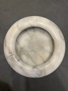 Vintage White Marble Round Ashtray