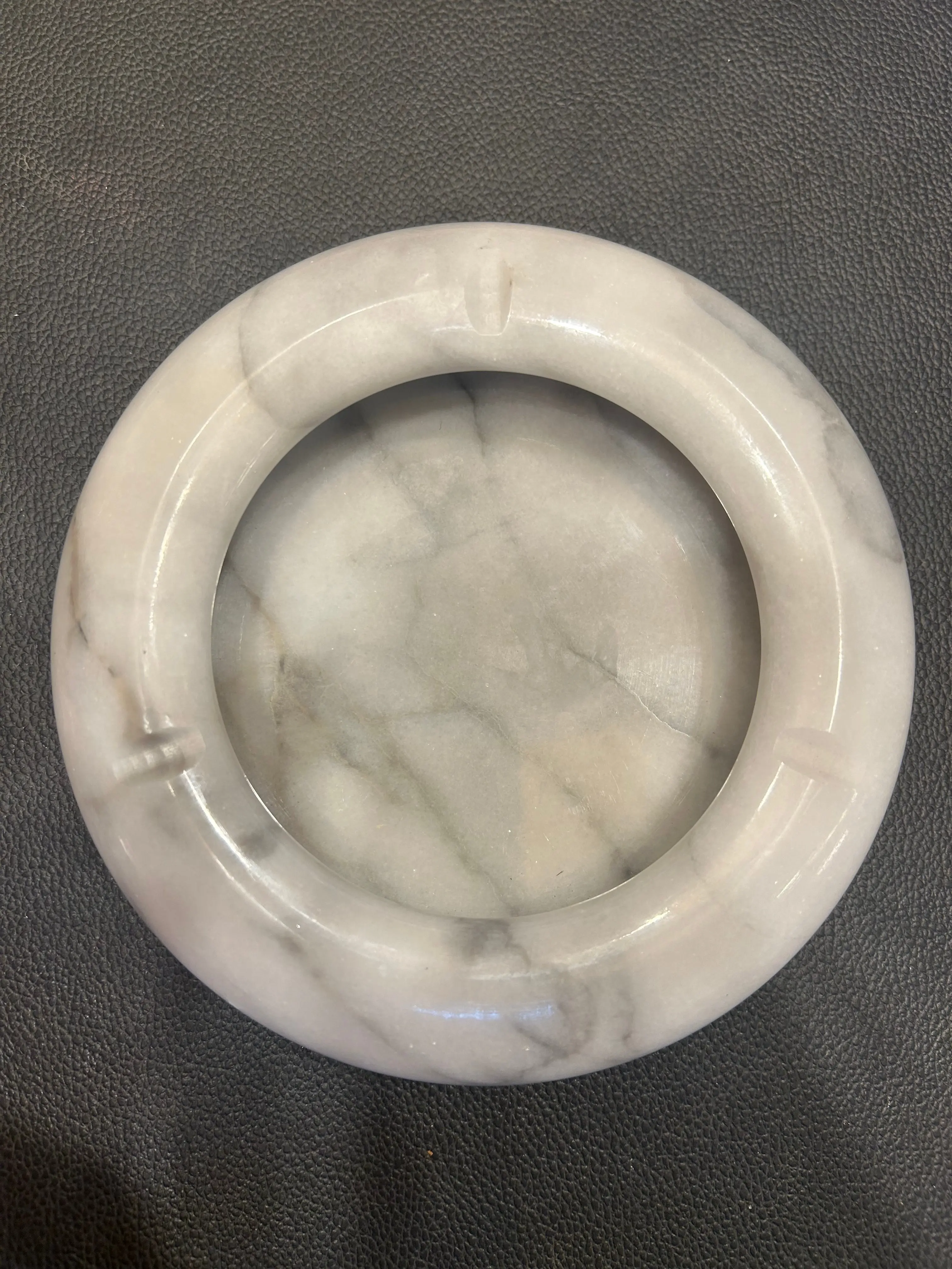 Vintage White Marble Round Ashtray