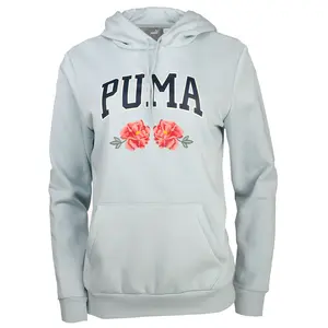 PUMA Womens Faux Embroidery Floral Hoodie Casual Outerwear Casual - Blue