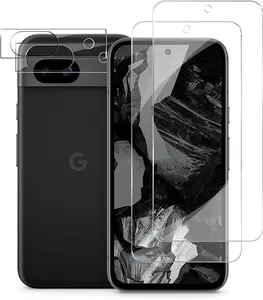 Pixel 8a Tempered Glass Screen Protector + Camera Lens Protector [ 2 + 2 Pack ][Fingerprint Unlock] [Anti-Scratch] [Case Friendly] Clear  Protective Film for  Pixel 8a 5G