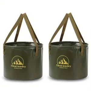 2-Pack Portable Fishing Buckets, Kitchen Garden Watering Bucket, Multi-Functional Camping Water Bucket, Foldable, 2.64 Gallon/20L Capacity
