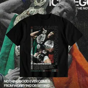 Conor McGregor Double Champ Heavy Cotton T-Shirt Conor McGregor Graphic Tee UFC MMA Sport Shirt MMA Fan Apparel Gift for Men Women American Made Fightwear