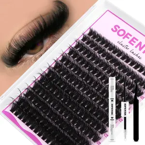 SOFENIDA Lash Clusters Kit 80D Lash Clusters Kit 10-18mm Volume Eyelash Clusters D Curly Cluster Eyelash Extensions 3D Wispy Lashes Cluster DIY Lash Extension Kit(80D-10-18MIX Thick Kit)