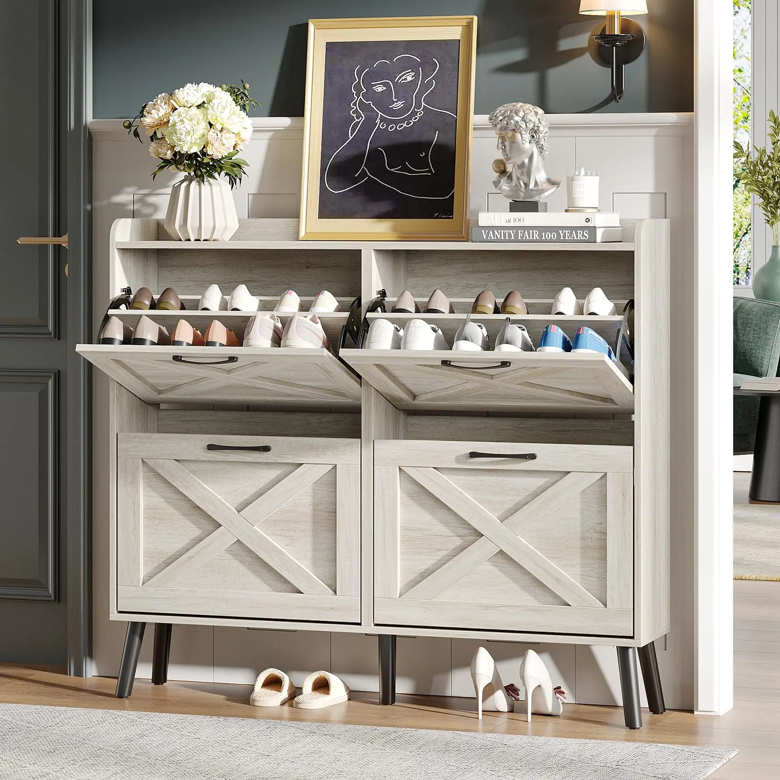 Beige-4 Flip Drawers