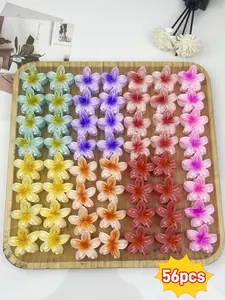 56-Piece Bohemian Flower Hair Clips Set, Hawaiian Style Hair Accessories for Bangs and Braids, Non-Damaging Sweet Hair Ornament for Women & Girls, Perfect for Valentine's Day, Weddings, and Parties