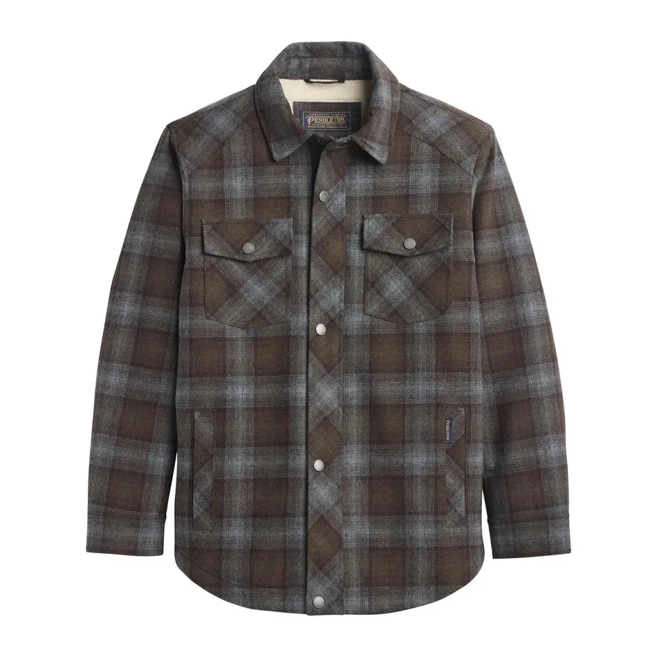 Pendleton Men's Oswego Sherpa Lined Jacket in Brolive Blue Plaid